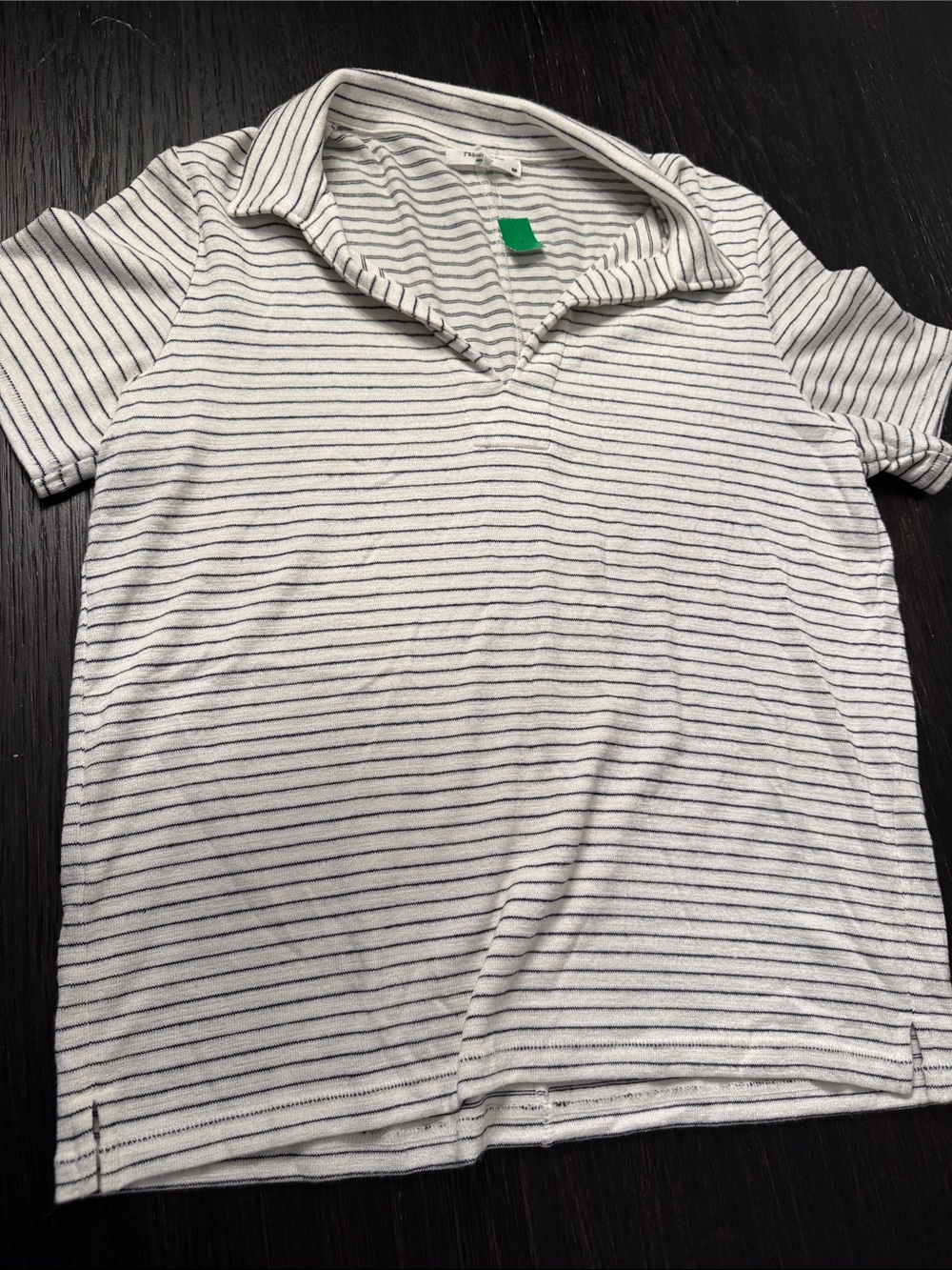 rag & bone White Polo with Thin Navy Stripes
